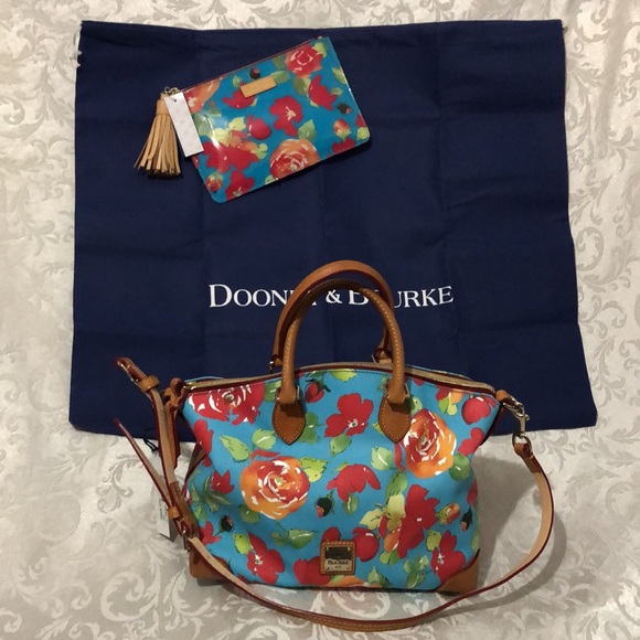 Dooney & Bourke Dome Zip Satchel Set Rose Garden Dooney Set.  New with Tags - Picture 3 of 13